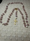 Handmade Pink Faceted Rose Murano Glass Bead Rosary