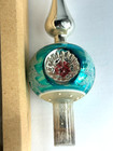 Vtg Handblown Mercury Glass Triple Indent Tree Topper West Germany Orig Box 12 