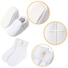 Baby Boy Baptism Shoes Christening Socks Infant White Embroidered Cross Set 2pcs