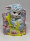 Vtg Adorable Japan Lamb Planter Pastel Ceramic Figurine Baby Nursery Decor 6 5 