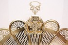 Vtg Cameo Pierced Brass Fireplace Screen Peacock Fan Art Deco 38 x27  Victorian 