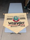 Vintage Rare Wrangler Rugged Wear Double Sided Advertisement Flag Banner Sign 