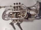 Antique Tourville France Silver Coronet   Trumpet  w Extra Mouth Pieces   Rare