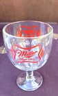 Vintage Miller High Life Beer Glass stemmed thumb Print Design heavy 6   h X 4   dia