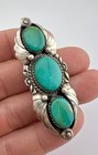 Vtg Talhat Navajo Sterling Silver Royston Turquoise Stamped Pin Pendant 2 3 8 