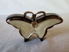 Vintage Heavy Cloisonne Enamel Bejeweled Butterfly Jewelry Trinket Pill Box