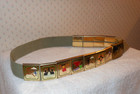 Vintage Boy Scout Green Belt With 11 Award Metal Loops Badges 36  L Brass Buckle