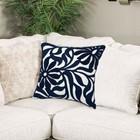 Farmhouse Floral Leaves Embroidered Decorative Throw Pillow Cover 18x18 Inche   