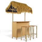 Hawaiian-style Bar Height Patio Set With Pe Grass Canopy  Outdoor Bar Table Set