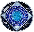 Na 23 Year Glitter   Crystals Medallion  Narcotics Anonymous Blue Glitter Coin