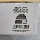 Bey-berk Walnut Wood 4 Piece Desk Organizer Set Quartz Clock Trays D990 Read