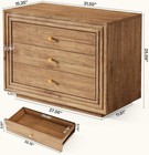 Large 3 Drawers Nightstand  Farmhouse Oversized Bedside Table For Bedroom brown