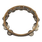 Vtg Wooden Tambourine 10  Double Row Metal Jingles Hand Percussion Instrument