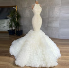 Mermaid Wedding Dresses Beading Crystals Bridal Gown Custom Made Lace Appliques
