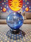 Blue Glass Sphere  Witch spirit Ball  Hand Blown Glass 