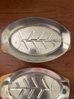 Fred Roberts Vintage Set 4 Sizzling Aluminum Steak Fajitas Platters   Wood Bases