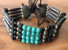Native American Indian Style Buffalo Bone Choker Necklace Beaded Turquoise Stone