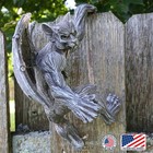 Dragon Winged Gargoyle Fence Hanger     Outdoor Wall Decor- Detailed Stone 
