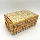 Vintage Woven Wicker Sewing Basket Floral Paisley Retro Craft Storage Box Dritz