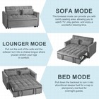 3 In 1 Convertible Sleeper Sofa Pull Out Bed Loveseat Couch Adjustable Backrest