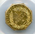 1874 G 1 California Fractional Gold   Ms63 pl  Pcgs Bg-1124   Error -rotated Die