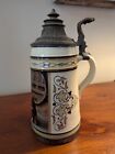 Vintage German Lidded Beer Stein  With Lithophane Image