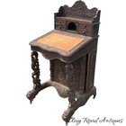 Antique Anglo Indian Carved Paduak Desk Davenport 19th Century Secret Drawer