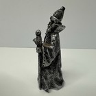 Vintage Pewter Wizard Figurine Staff Iridescent Crystal Orb Fantasy 3 25 