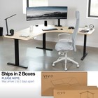 Vivo Light Wood   Black Electric 71  X 71  Curved Corner Stand Up Desk