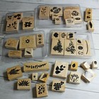 Stampin Up Rubber Stamp Lot Mounted Wooden Blocks 2 Step Flowers Roses Sayings