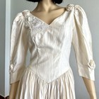 Kr  ger Silk Dirndl Wedding Dress Cottagecore Puff Sleeves Lace Hem Boho Bridal