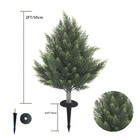 2 Pack Artificial Cypress Ground Stakes  Evergreen Shrubs Outdoor Garden Decor