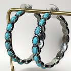 Turquoise Hoop Southwestern Earrings 1 25   silver Plated Backs Sterling Posts