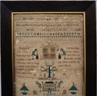 Early 19th Century Double House  Motif   Verse Sampler By Martha Giles - 1819