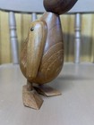 Vintage Teak Wood Penguin Figurine Scandinavian Danish Mcm Minimalism Arms Move