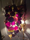 Vintage Mcm Purple Grape Cluster Hanging Swag Lamp Light Original Works