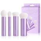 4pc Essential Kabuki Brush Set - Soft Synthetic Brushes For Perfect Makeup