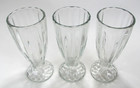 Retro Soda Fountain Milkshake   Float Ribbed Footed Glasses 6 3 8  Set Of 3 Rare