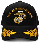 Us Marine Corps Hat Lot 2 Black Red Caps Gold Eagle Globe Anchor Embroidery