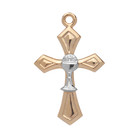 Two-tone Gold Plated Sterling Silver Cross Medal Pendant Necklace  18  Chain