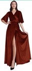 Tianzhihe Women 6 Velvet Slit Bridesmaid Party Prom Dress Gown Long V Neck Belt