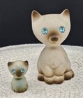 Vintage Siamese Cat Kitten Kitty Figurine Ceramic Japan Rhinestone Eyes 1583