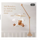 Wooden Baby Crib Mobile Bed Bell Rattle Toy With Bracket