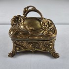 Art Nouveau Brass Metal Jewelry Casket 20th Century Victorian Style Vintage 