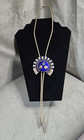 Vtg Masonic 32 Shriners Bolo Tie Gold Blue Western Fraternity Eagle Double Head