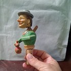 Vintage Hand-carved Mechanical Cork Bottle Stopper Man Drinking Wine
