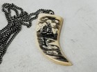2 2  Faux Whale Tooth Scrimshaw Olde World Sailing Ship Replica Necklace