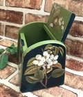 Vintage Wood Recipe Box Or Trinket Storage- Painted embellished One-of-a-kind  