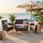 Outdoor Patio Rattan Furniture Set  wicker Sofa Set W  Coffee Table   Cushions