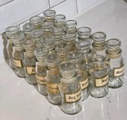 Set Of 23 Vintage Clear Glass Spice Apothecary Style Jars With Lids Japan Marked